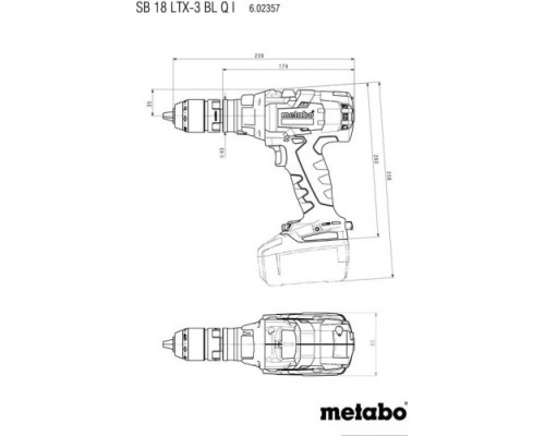 Дрель-шуруповерт аккумуляторная METABO SB 18 LTX-3 BL Quick i бесщеточная, без АКБ и ЗУ, Metaloc [602357840]