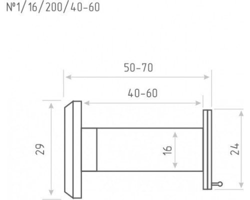 Глазок дверной НОРА-М №1/16/200/40-60 со шторкой 