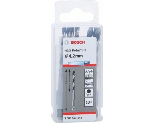 Сверло по металлу BOSCH 4,2 х 43/83 мм, HSS PointTeQ с шестигранным хвостовиком (10шт.) [2608577544]