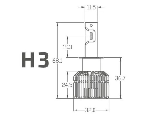 Лампа светодиодная MTF LIGHT серия DYNAMIC VISION LED, H3, 28W, 2500lm, 5500K,  кулер DV03K5