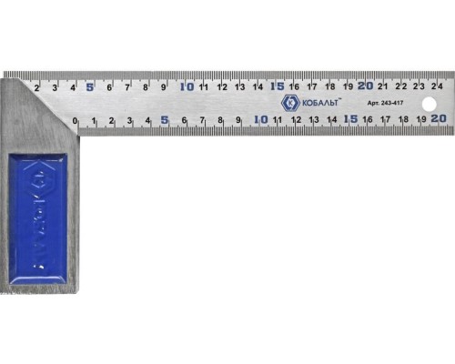 Угольник КОБАЛЬТ 243-417 столярный 250 мм, нерж.сталь,чугунное основание