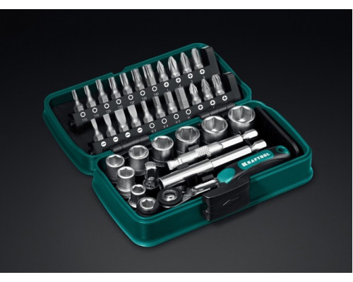 Набор головок 1/4" KRAFTOOL X-Drive 35 с трещоткой, 35 предметов 27974