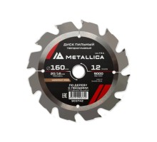 Пильный диск по дереву METALLICA Ultra 160x20/16 мм 12 зуб, Т=2,4 мм по строй древесине и гвоздям [903742]