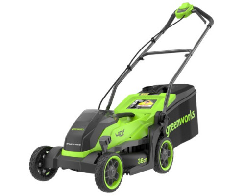 Газонокосилка аккумуляторная GREENWORKS 2520807UB 40V, 36 см, бесщеточная, c 1хАКБ 4 Ач и ЗУ купить с доставкой и официальной гарантией