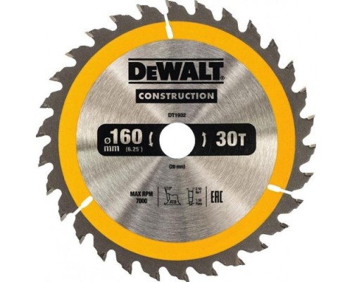 Пильный диск универсальный DeWALT 160х30тх20 мм Construction DT1932-QZ [DT1932-QZ]