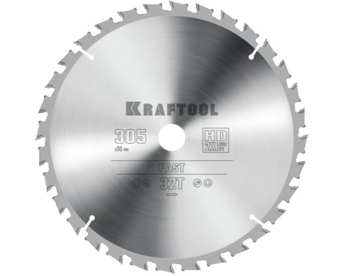 Пильный диск по дереву KRAFTOOL Fast 305х30мм 32T [36950-305-30]