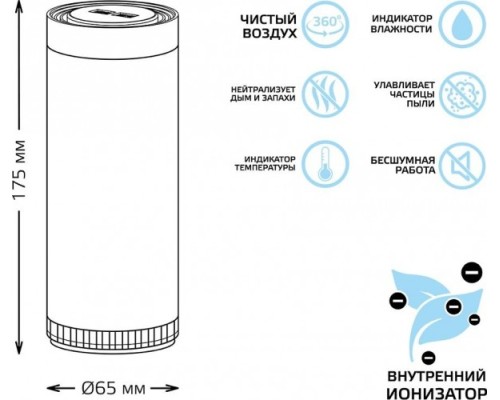 Воздухоочиститель GAUSS GR020 серия guard, с индикатором температуры и влажности [GR020]