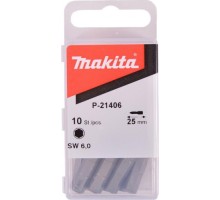 Насадка шестигранная MAKITA P-21406 hex6.0, 25 мм, e-form (mz), 10 шт.