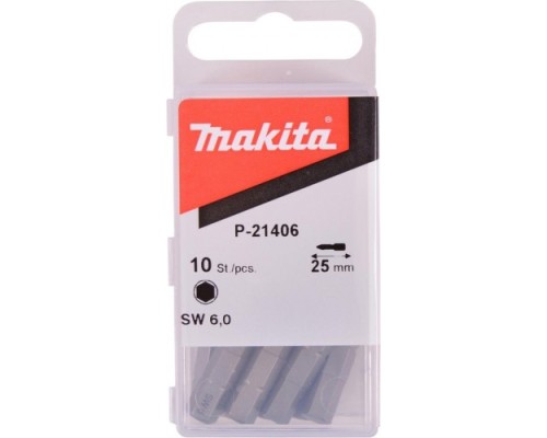 Насадка шестигранная MAKITA P-21406 hex6.0, 25 мм, e-form (mz), 10 шт.