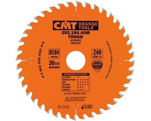 Пильный диск по дереву СМТ 184X30X2,6/1,615°15°ATBZ=40 [292.184.40M]