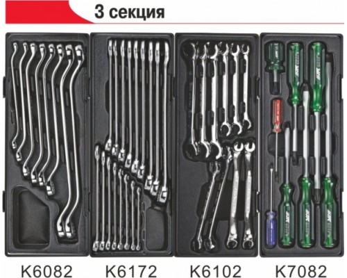 Тележка инструментальная JTC 3931 7 секций с набором инструментов 225 пр. [JTC-3931+225]