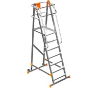 Лестница с платформой Sarayli 7 ступеней, складная, на колесах 8106