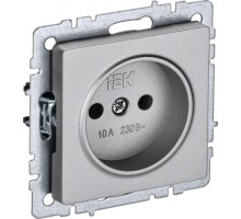 Розетка IEK BRITE РС10-1-0 10а без защ. шторок алюм. [BR-R10-10-K47]