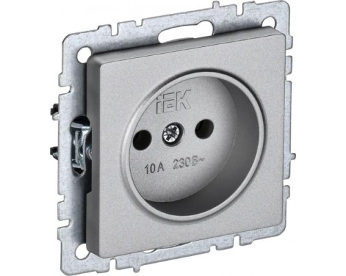 Розетка IEK BRITE РС10-1-0 10а без защ. шторок алюм. [BR-R10-10-K47]