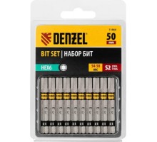 Набор бит Denzel HEX 6х50 сталь s2, шестигранный профиль, 10 шт. 11664