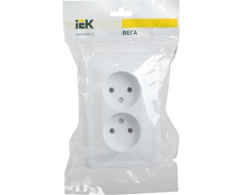 Розетка IEK Вега РС12-2 2-м сп без заземл. контакта 10а [ERV20-K01-10-DM]