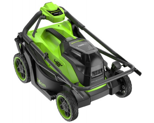 Газонокосилка аккумуляторная GREENWORKS 2520707UD 2x24V, 36 см, бесщеточная, c 2хАКБ 4 Ач и ЗУ купить с доставкой и официальной гарантией