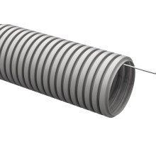 Труба гофрированная IEK ELASTA ПВХ d16мм с протяжкой сер. (уп.25м) CTG20-16-K41-025I