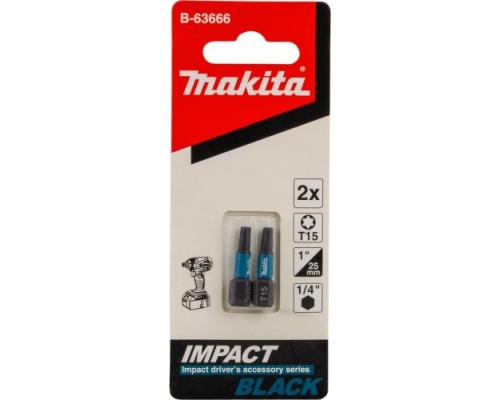 Бита для заворачивания MAKITA B-63666 Impact Black T15, 25 мм, C-form, 2 шт.