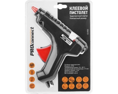 Пистолет термоклеевой сетевой PROconnect 40Вт, ?11мм, блистер [12-0103]
