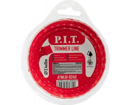 Леска триммерная P.I.T. ATML01-D24D крученая, 15 м, 2,4 мм