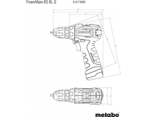 Дрель-шуруповерт аккумуляторная METABO PowerMaxx BS BL Quick 2x2.0 Ач бесщеточная [601749500]