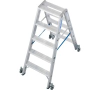 Стремянка алюминиевая KRAUSE STABILO 5 ступеней передвижная, двухсторонняя 124838