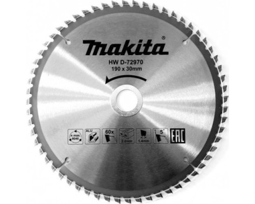 Пильный диск по алюминию MAKITA D-72970 190x30/20x1.4x60t