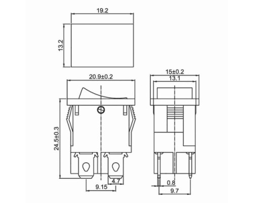 Переключатель REXANT 06-0300-A Выключатель клавишный 250V 6A (4с) ON-OFF красный