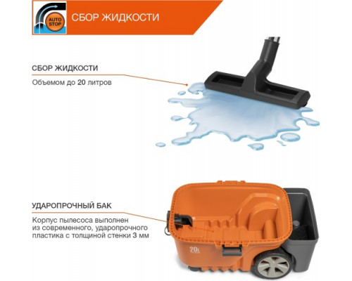 Пылесос для строительных работ DAEWOO DAVC 2000S с розеткой