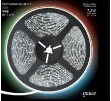 Лента светодиодная GAUSS LED 5050/30-smd 7.2w 12v dc rgb (блистер 5м) 312000407