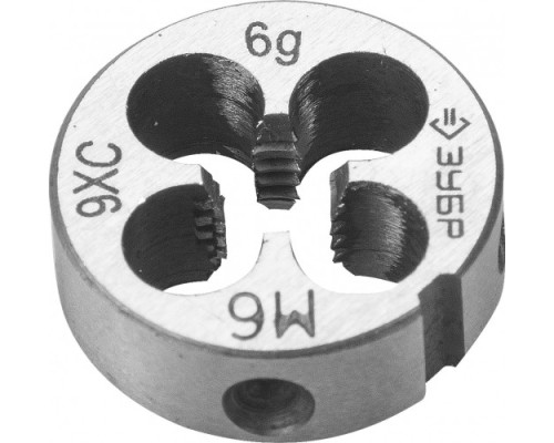 Плашка ЗУБР круглая ручная м6x1мм, сталь 9хс [4-28022-06-1.0]