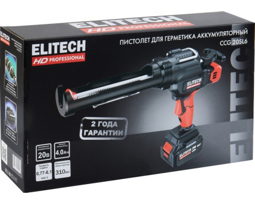 Пистолет для герметика аккумуляторный ELITECH CCG 20SL6 (E2208.013.01) HD 205762 купить с доставкой и официальной гарантией