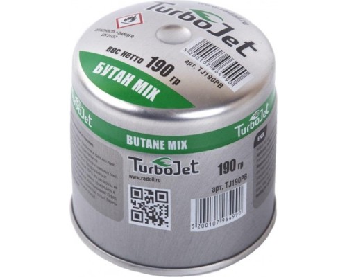 Газовый баллон TURBOJET TJ190BP одноразовый, прокалываемый для пропан-бутан 190гр. [TJ190PB]
