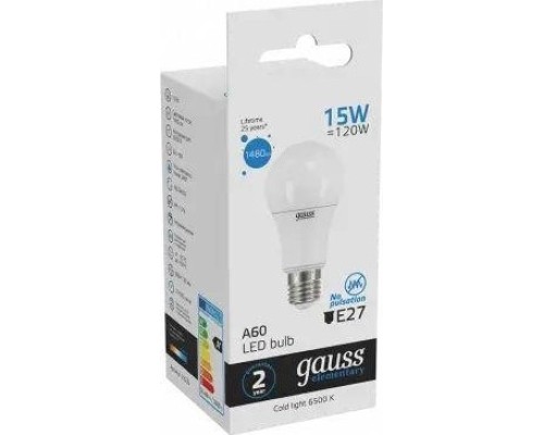 Лампа светодиодная GAUSS A60 elementary a60 15w 1480lm 6500k e27 led [23235]