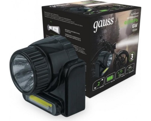 Фонарь GAUSS GFL309 налобный 6w 180lm lead acid 800mah led [GF309]