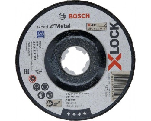 Шлифовальный круг по металлу X-LOCK BOSCH 115х6х22.2 мм A 30 T BF Expert for Metal [2608619258]