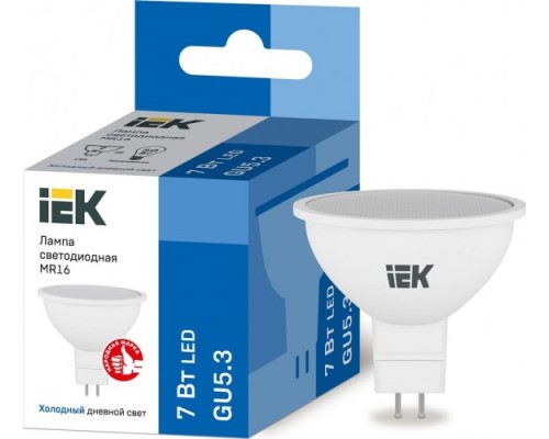 Лампа светодиодная IEK MR16 7Вт 6500К GU5.3 Софит [LLE-MR16-7-230-65-GU5]