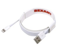 Кабель REXANT 18-1121 USB-A – Lightning для Apple, 2,4A, 1м, ПВХ, белый,