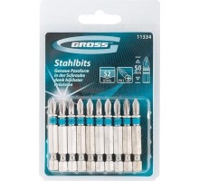 Набор насадок GROSS  ph1х50 бит, сталь s2, 10 шт. 11334
