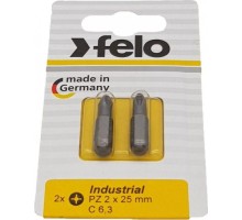 Бита для заворачивания FELO 02102036 крестовая pz 2x25, серия industrial, 2 шт в блисте