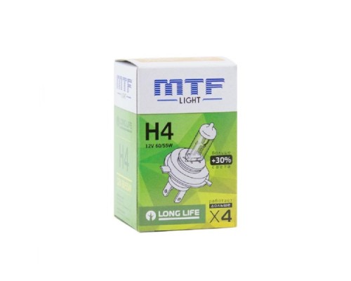 Лампа галогеновая MTF LIGHT H4 12V 60/55W LONG LIFE x4 HS1204