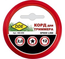 Леска триммерная DDE Speed line (2,0 ммх12 м; звезда; красная) [908-955]