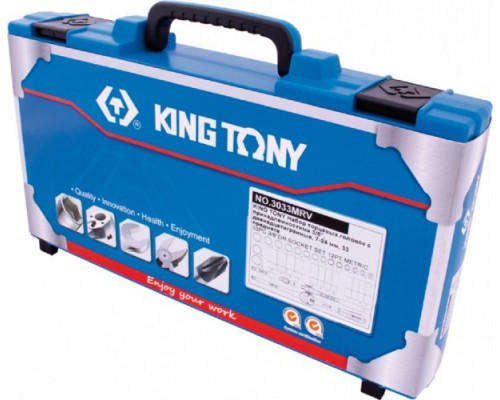 Набор головок 3/8" KING TONY 3033MRV торцевых двенадцатигранных с принадлежностями