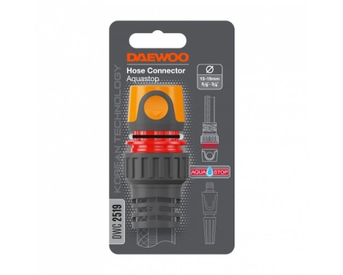 Коннектор DAEWOO DWC 2519 для шланга 15-19 мм (5/8”-3/4”) с аквастопом