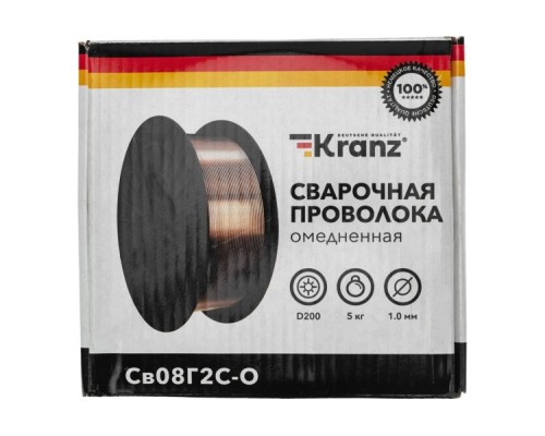 Проволока сварочная омедненная Kranz KR-11-0982-5 Св08Г2С-О (ER70S-6; SG2) 5 кг 1,0 мм D200