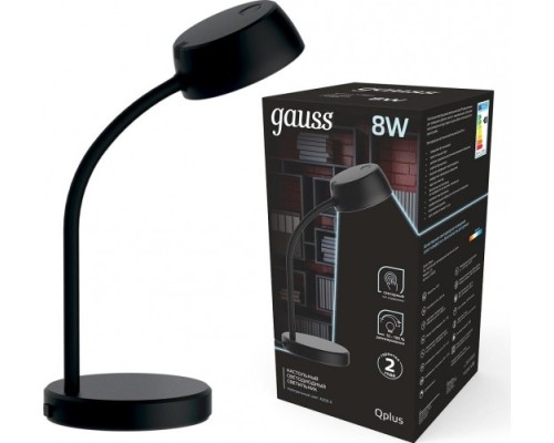 Светильник настольный GAUSS GT6012 qplus 8w 600lm 4000k 170-265v черный диммируемый l