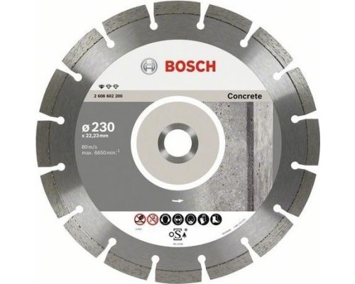Алмазный диск для резки бетона BOSCH 230х22.2 мм Standard for Concrete [2608602200]