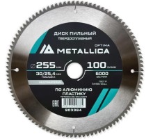 Пильный диск по алюминию/пластику METALLICA Optima 255х30/25,4 мм 100 зубов, Т=3,0 мм   [903384]