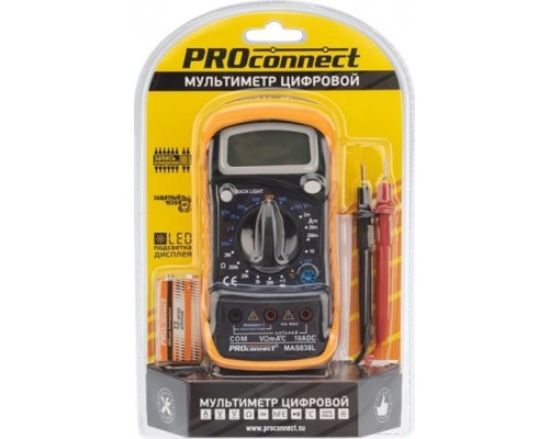 Мультиметр цифровой PROconnect MAS838L портативный [13-3022]